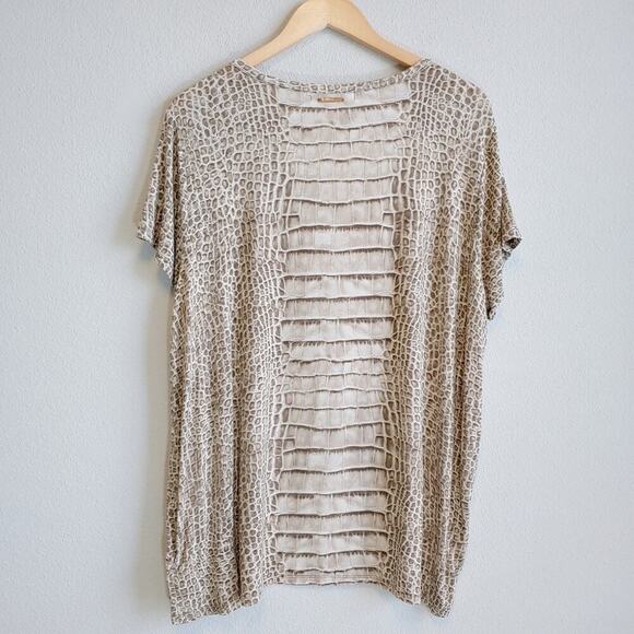 Michael Michael Kors Short Sleeves T-shirt Reptile Print Sz 2X - Picture 5 of 8